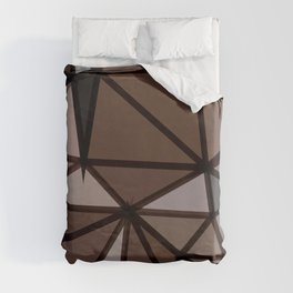 geometric triangle polygon pattern abstract in brown and black Duvet Cover