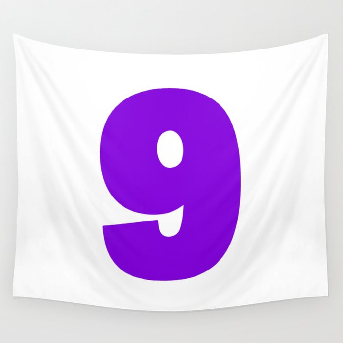 9 (Violet & White Number) Wall Tapestry