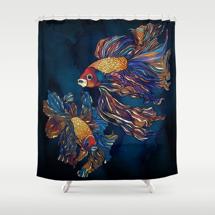 Metallic Betta Fish Shower Curtain