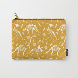 Dinosaur Fossils on Mustard Yellow Carry-All Pouch