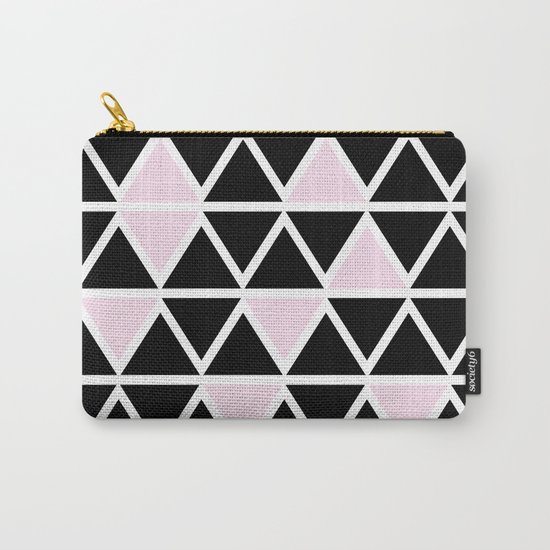Abstract geometric triangle pattern- pink-black Carry-All Pouch