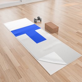 Letter E (Blue & White) Yoga Towel