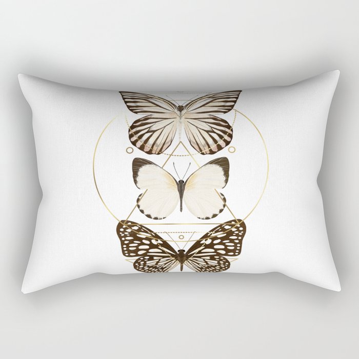 butterflies and gold geometry Rectangular Pillow