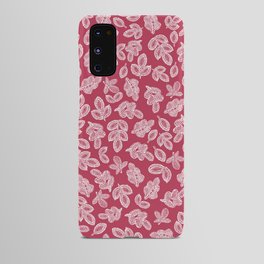 Small lace leaves white on dark pink Android Case