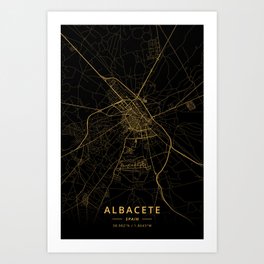 Albacete, Spain - Gold Art Print