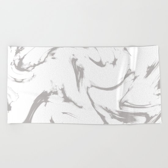 Marble Black and White Grey Gray Marble Swirl Beach Towel