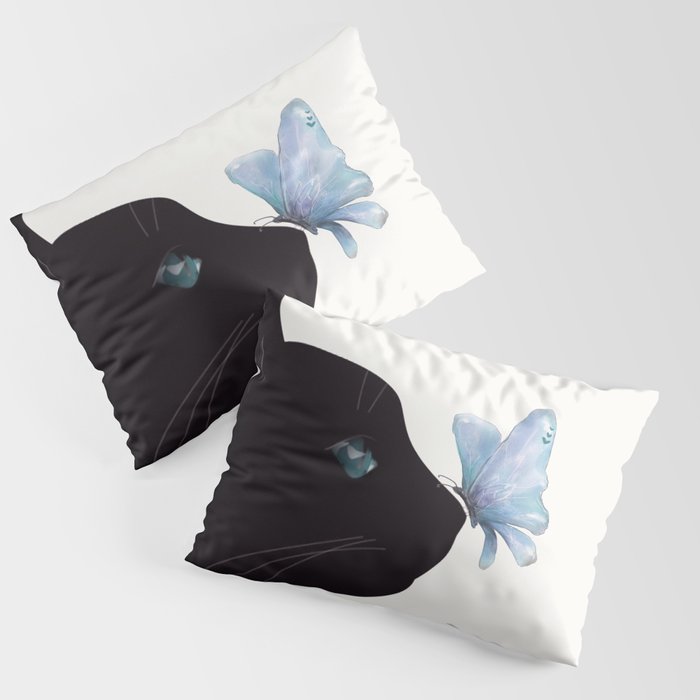 Cat and Butterfly Pillow Sham