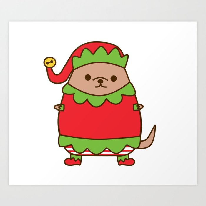 Cute Christmas Elf Pupsheen Art Print By Astralwisp Society6