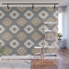 Geometric Aztec - Neutral Brown and Gray Wall Mural