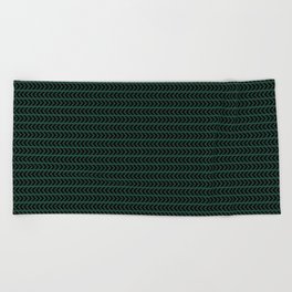 Black arrows pattern on pine green background Beach Towel