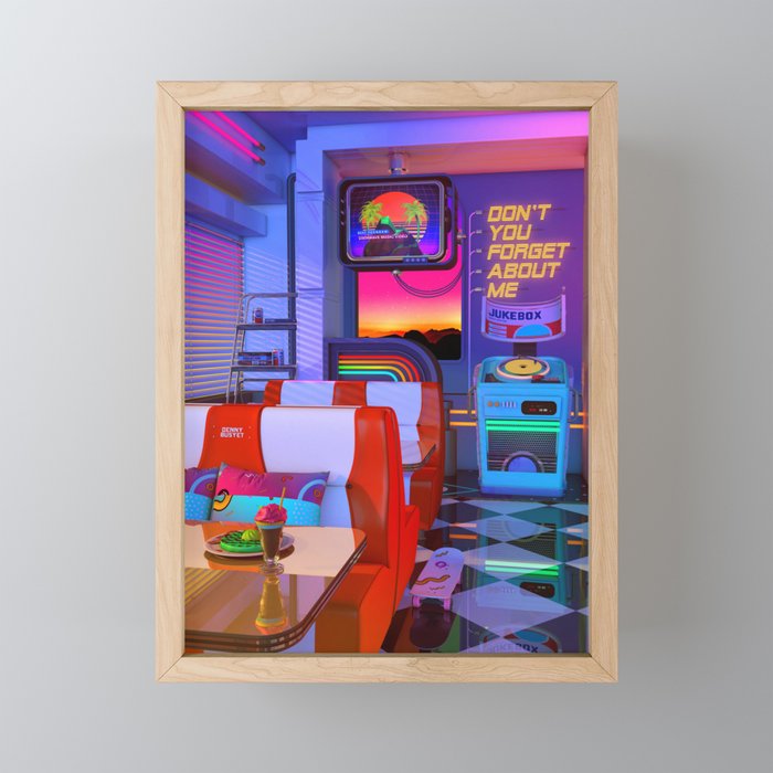 Retrowave Dine & Dream Framed Mini Art Print