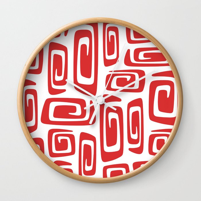 Mid Century Modern Cosmic Abstract 613 Red Wall Clock