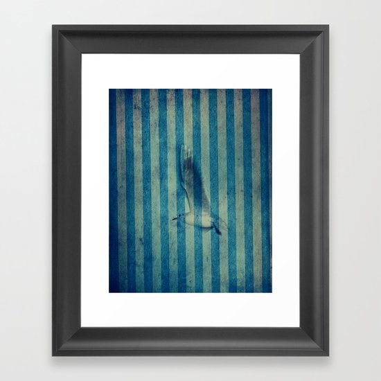 seagull in cyan Framed Art Print