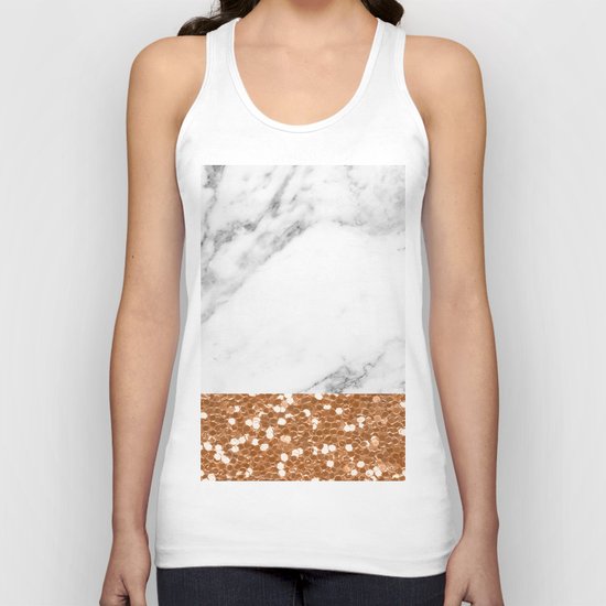 Marble and brass glitter Unisex Tank Top