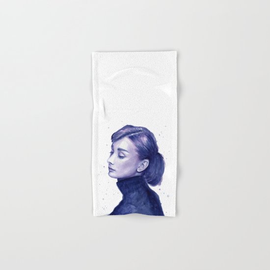 Audrey Hepburn Watercolor Portrait Hand & Bath Towel