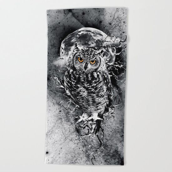 OWL BW Beach Towel