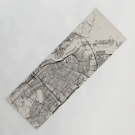 Amsterdam, Netherlands - City Map, Black and White Aesthetic Yoga Mat