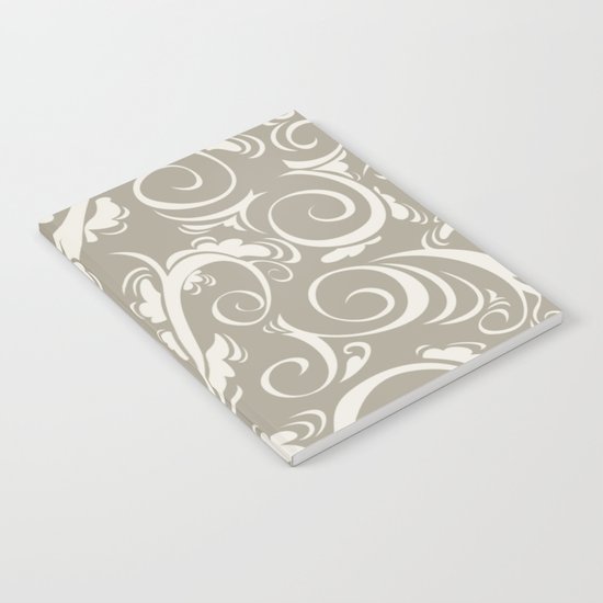 Gray Grey Alabaster Flora Notebook