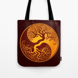 Red and Yellow Tree of Life Yin Yang Tote Bag