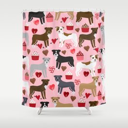 Pitbull valentine dog love rescue dogs valentines day hearts cupcakes dog gifts Shower Curtain