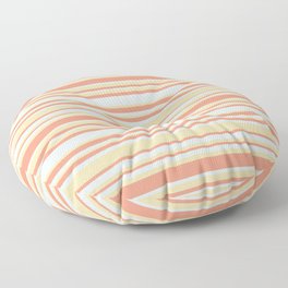 [ Thumbnail: Dark Salmon, Light Cyan, and Tan Colored Lines Pattern Floor Pillow ]