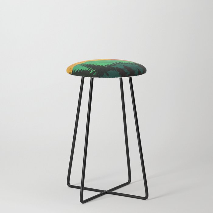 Sunrise over the colorful mountain peaks Counter Stool