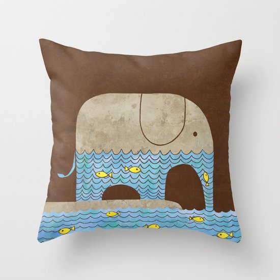 Thirsty Elephant - colour option Throw Pillow