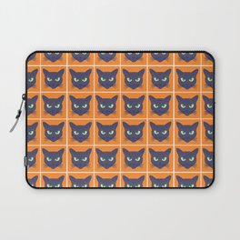 Retro Periwinkle Cats Orange Halftone Mini Laptop Sleeve