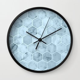 Bright Blue Tiles Wall Clock