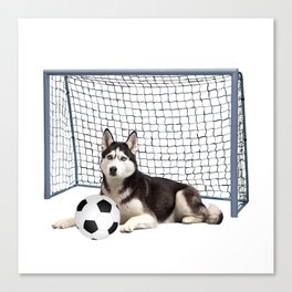 Husky Dog - Soccer Goal Sports  Canvas Print