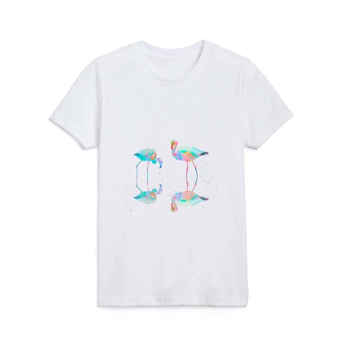 Pastel Pop up Colourful Flamingos Dropping Color Kids T Shirt