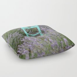 Green Chair In A Lavender Field Photograph Floor Pillow