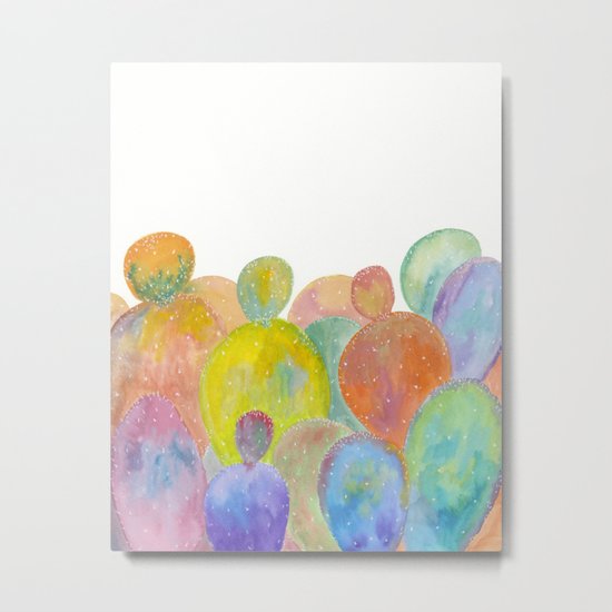 Rainbow Cactus Metal Print