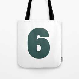 6 (Dark Green & White Number) Tote Bag