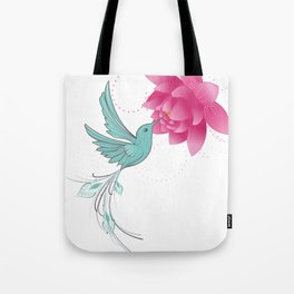 hummingbird in lotus Tote Bag