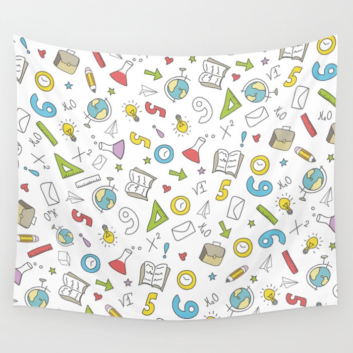 Back to School - White Colour Wall Tapestry