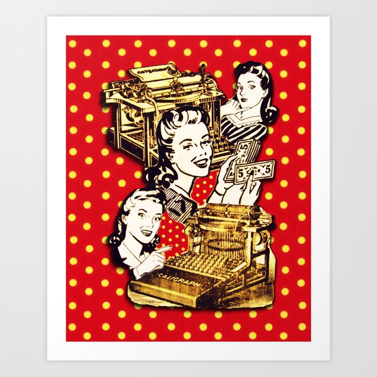 Quirky Office Gals Art Print