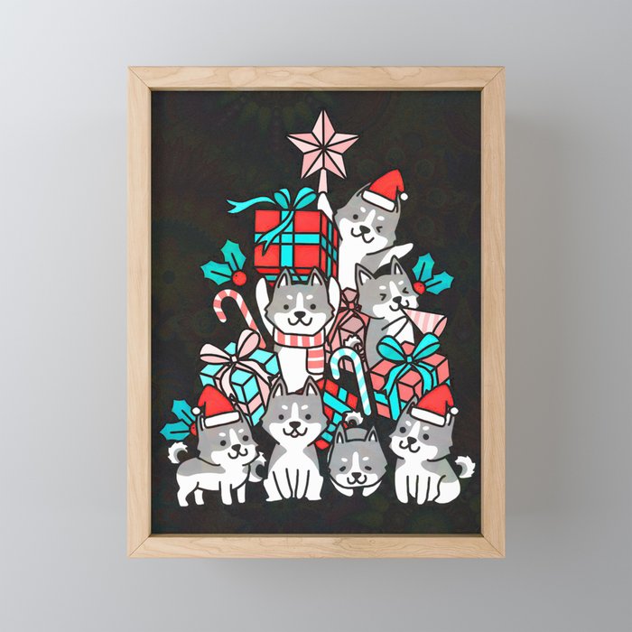 Husky.Christmas.Tree.4914395 Framed Mini Art Print