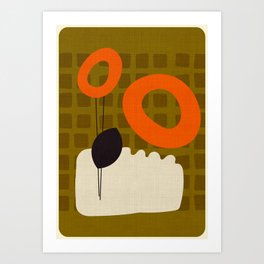 mid century with checkers  Art Print