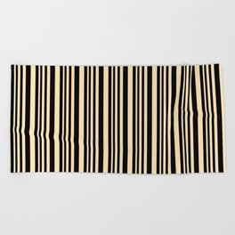 [ Thumbnail: Black & Beige Colored Pattern of Stripes Beach Towel ]