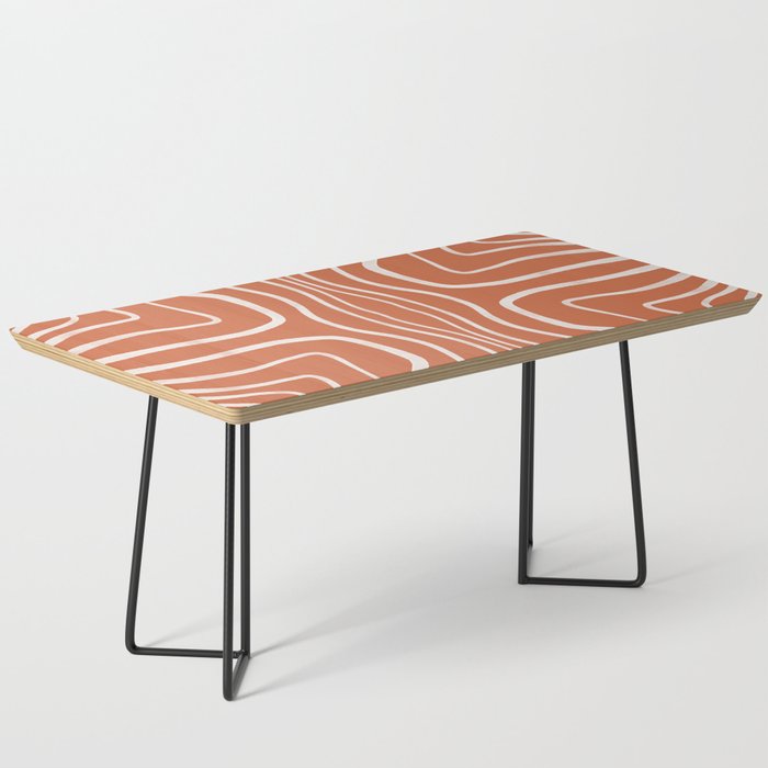 Abstract White Line Pattern - orange big Coffee Table