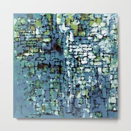 Blue Green Abstract Geometric Low Poly Modern Art Metal Print