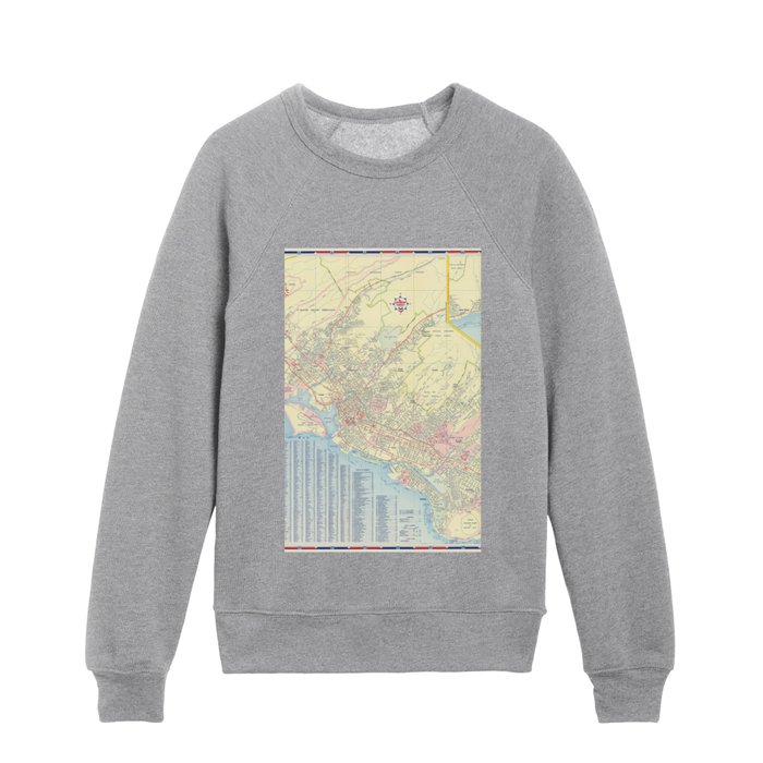 Flat road map of honolulu Kids Crewneck