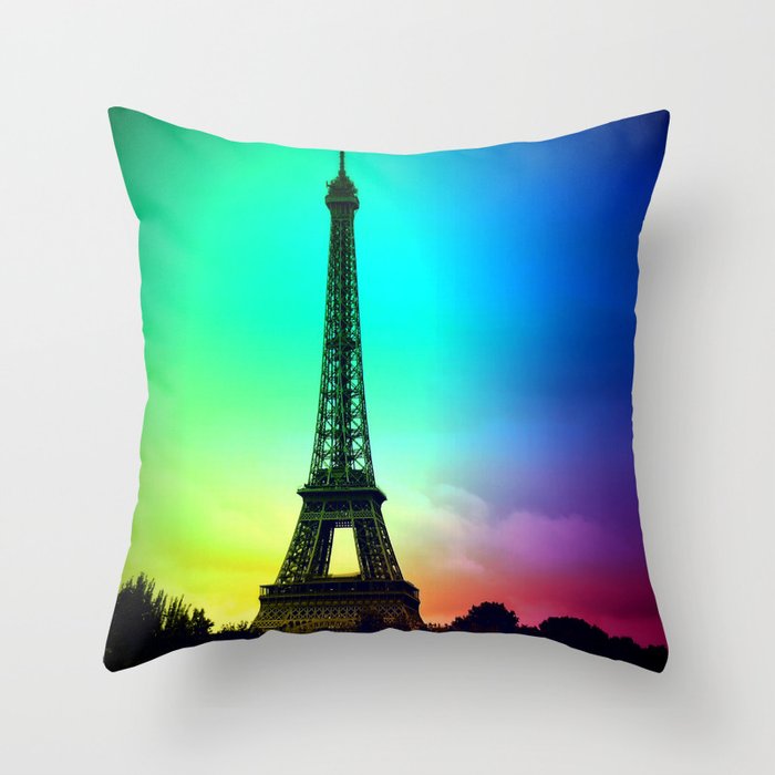 paris Colorful Throw Pillow