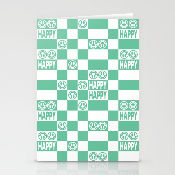 HAPPY Checkerboard (Mint Color) Stationery Cards