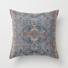 Antique Oriental Persian Blue Rust Throw Pillow