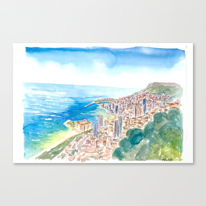 Monaco View From the Mountains With Skyline and Sea Canvas Print