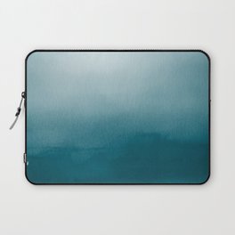 Tropical Dark Teal Inspired by Sherwin Williams 2020 Trending Color Oceanside SW6496 Watercolor Ombre Gradient Blend Abstract Art Laptop Sleeve