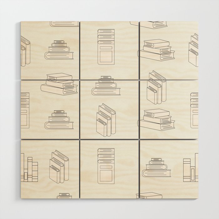 Stack of Books White Flat Design Seamless Pattern Wood Wall Art