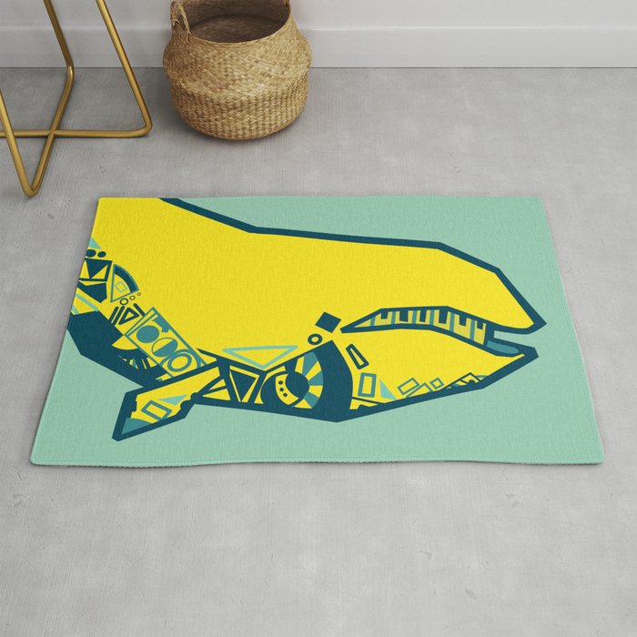 yellow whales Rug